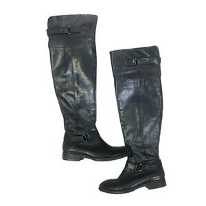 Vera Wang Lavender Women’s Leather Black Over The Knee Zip Side Boots- Size‎ 6